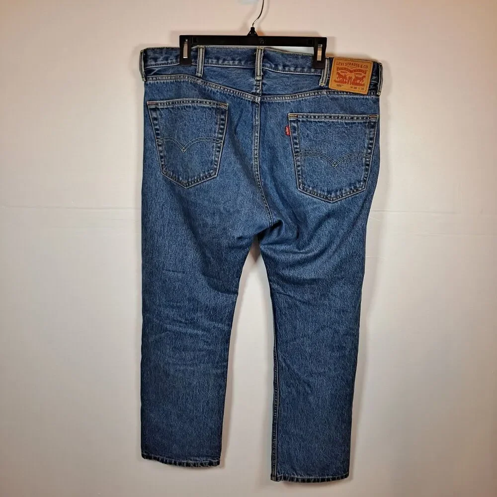Levi's Men's 505 Jeans Size 38 x 30 Straight Medium Wash 100% Cotton